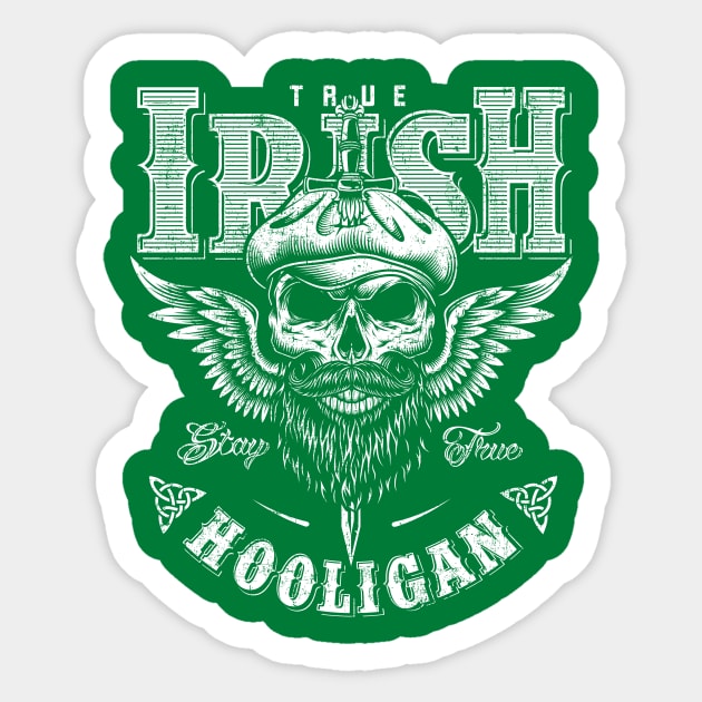 Irish Hooligan St Patricks Celtic Distressed Sticker by redbaron_ict